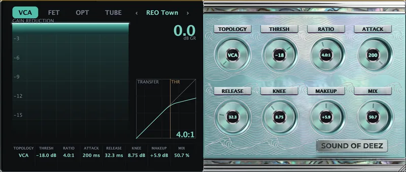 Calm Breeze Compressor plugin faceplate