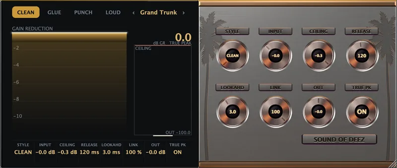 Calm Breeze Limiter plugin faceplate