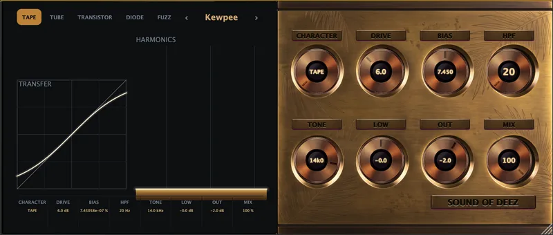 Calm Breeze Saturator plugin faceplate